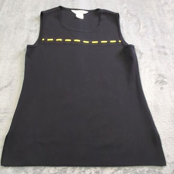 Tops - Exclusively‎ Misook Woman Size S Black Sleeveless Acrylic Tank Top Yellow Ribbon